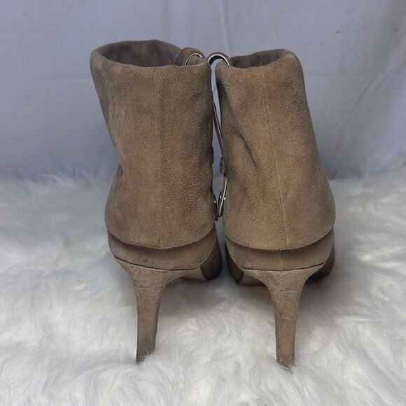 Calvin Klein Bethany Brown Suede Cuffed Stiletto Heeled Booties Sz 7 - Picture 2 of 9